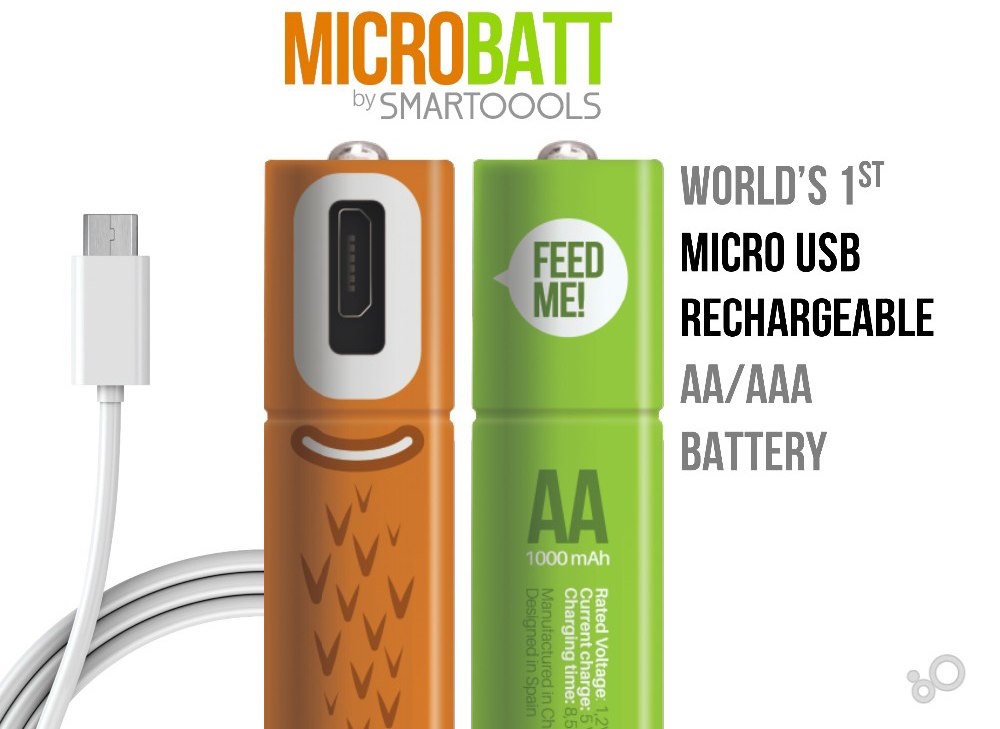 MICROBATT Baterai  Cas AA Micro USB 1000mAh 2 PCS Green 